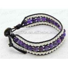 Amitié Amethyst 8MM Perles rondes Wrap Bracelets